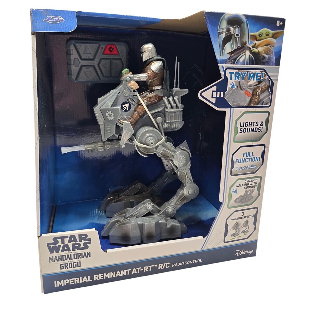 Jada Star Wars Mandalorian Grogu Imperial Remnant AT-RT RC Walking Toy Gray New